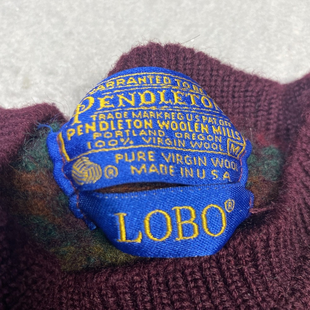 Vintage Pendleton Sweater Mens Medium Small Virgin Wool Lobo Crewneck Knit USA - Picture 4 of 9